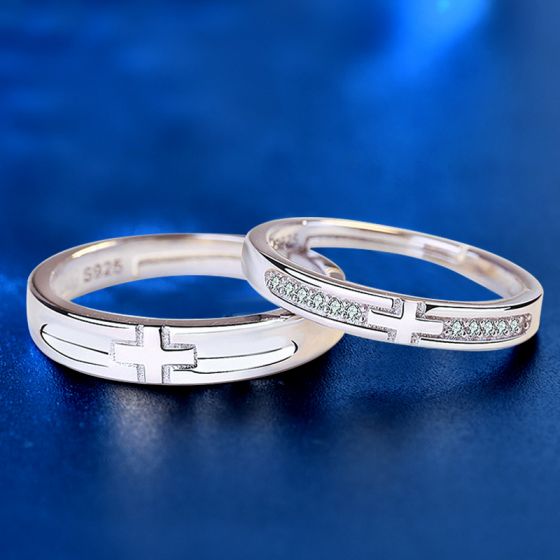Sterling Silver Men’s Honey Moon Cross Ring
