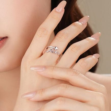 Faith Cross Adjustable Ring in Sterling Silver