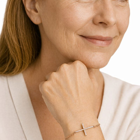 Rose Gold Christian Cross Adjustable Bracelet