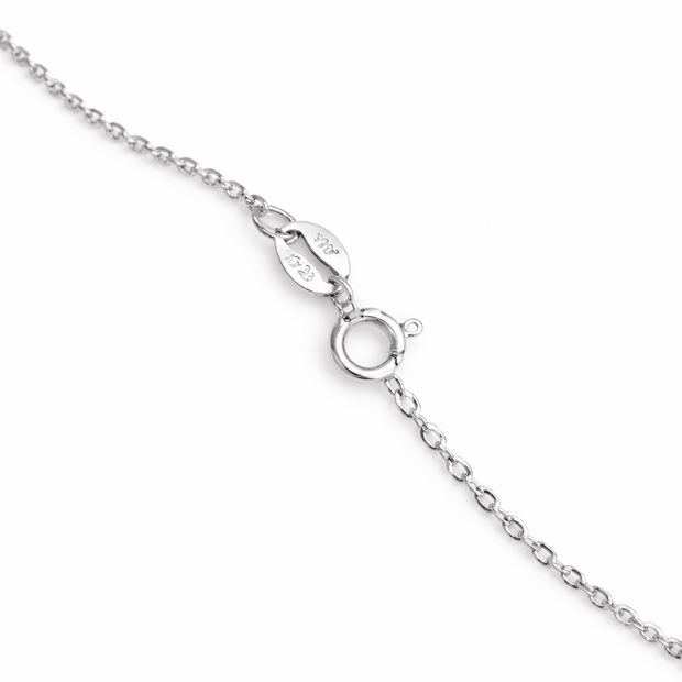 Silver chain necklace with clasp on a white background