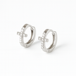 Silver Mini Cross Huggie Hoop Earrings