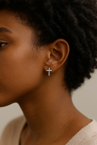 Sterling Silver Cross Studs
