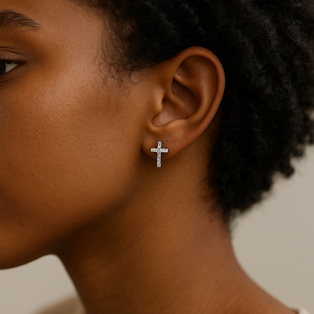 Sterling Silver Cross Studs