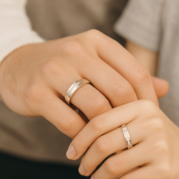 Sterling Silver Men’s Honey Moon Cross Ring