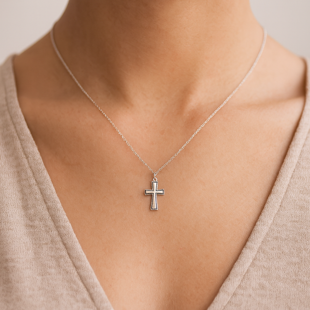Vintage Sterling Silver Cross Necklace