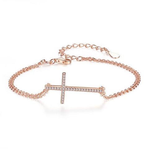 Rose Gold Christian Cross Adjustable Bracelet