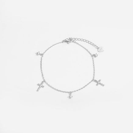 Sterling Silver Sweet Cross Adjustable Bracelet