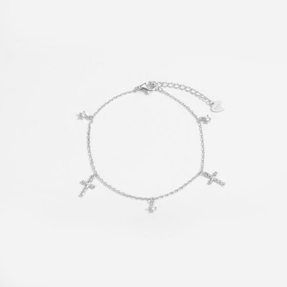 Sterling Silver Sweet Cross Adjustable Bracelet